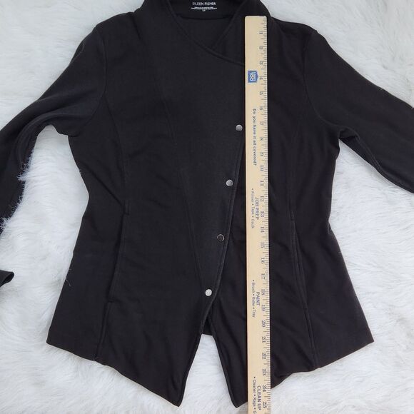 Eileen Fisher -975 Asymmetric Rib Snap Sweater Moto Jacket Organic Cotton Small - Picture 10 of 11
